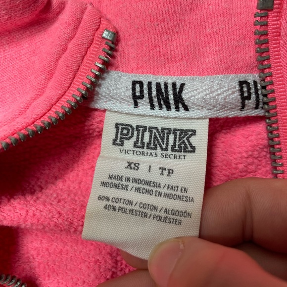 PINK Victoria's Secret Women's Pink 1/4 Zip Pullover Sweatshirt XS - Picture 6 of 9